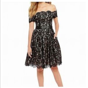 Eliza J Off-Shoulder Lace Dress ( MISSING BELT)